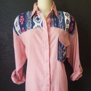 Vintage pink western-style button-down